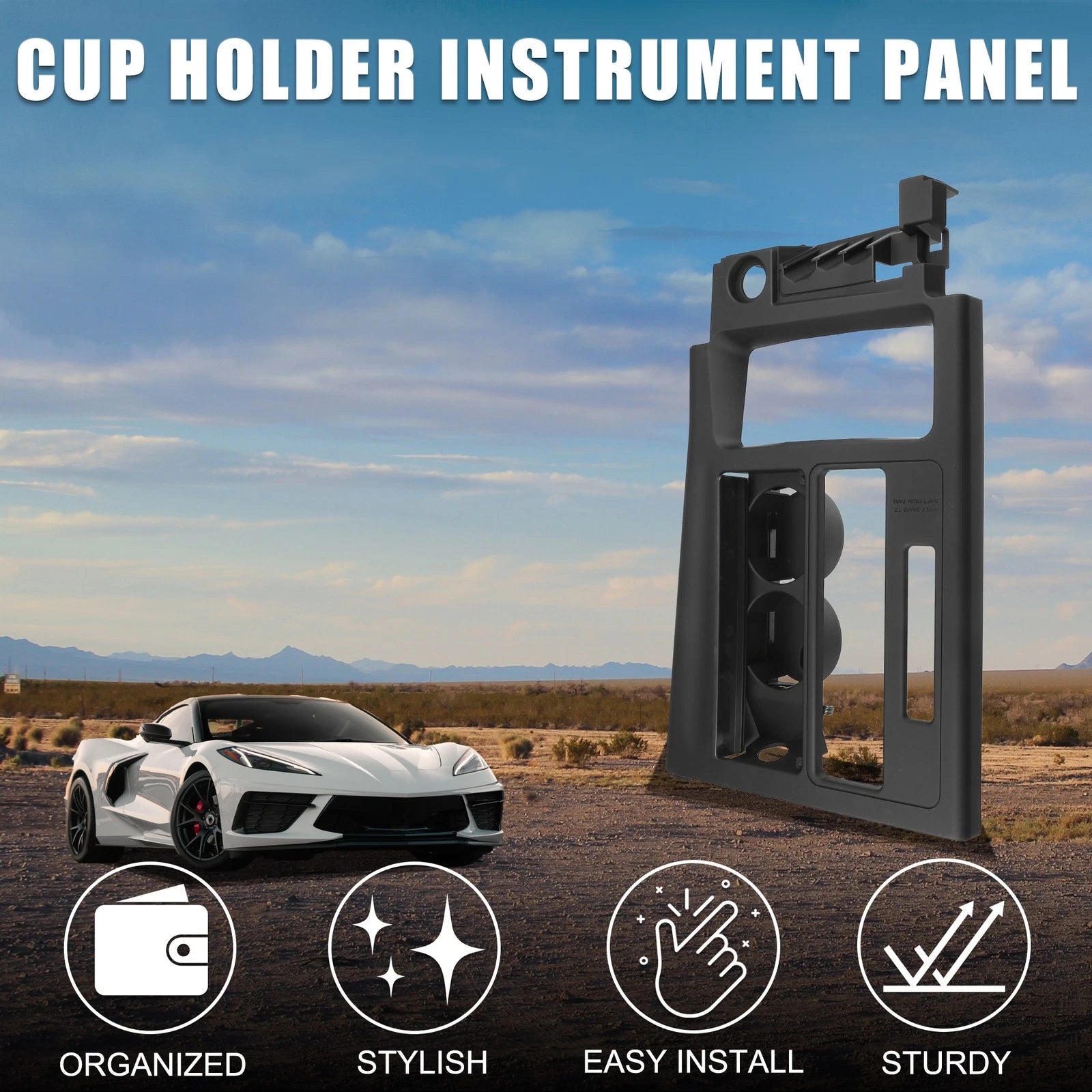 Cup Holder for Chevrolet Corvette Drink Holder Practical Black (1997–2019)