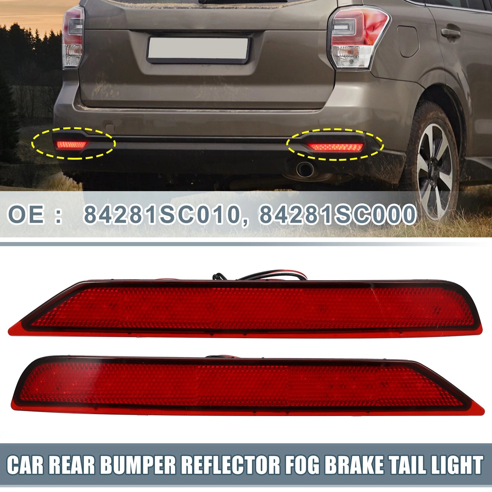 Rear Bumper Reflector LED Tail Light Replacement for Subaru Forester (2014–2018)