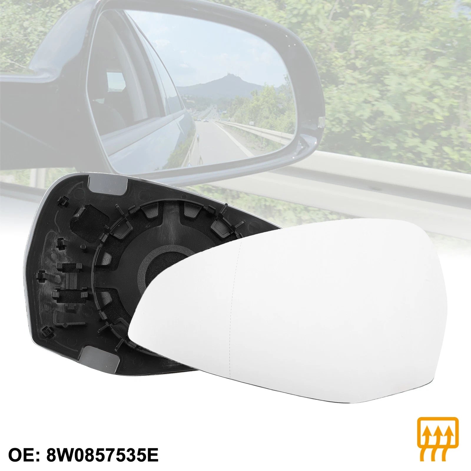 Heated Mirror Glass Driver Left Rearview Replacement for Audi S4 A4 A5 (2013–2019)