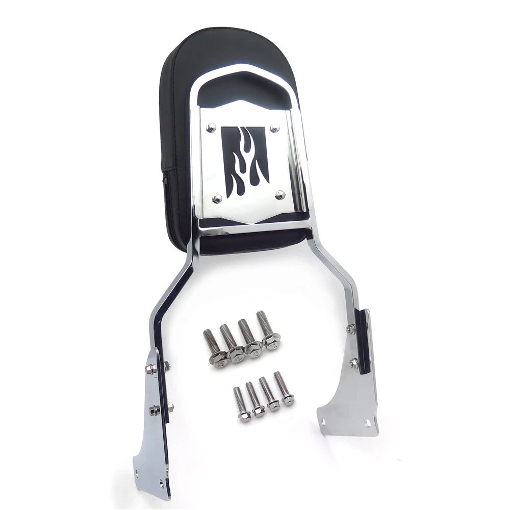 Flame Backrest Sissy Bar with Leather Pad for Honda Shadow ACE 1100 (1997–2003)