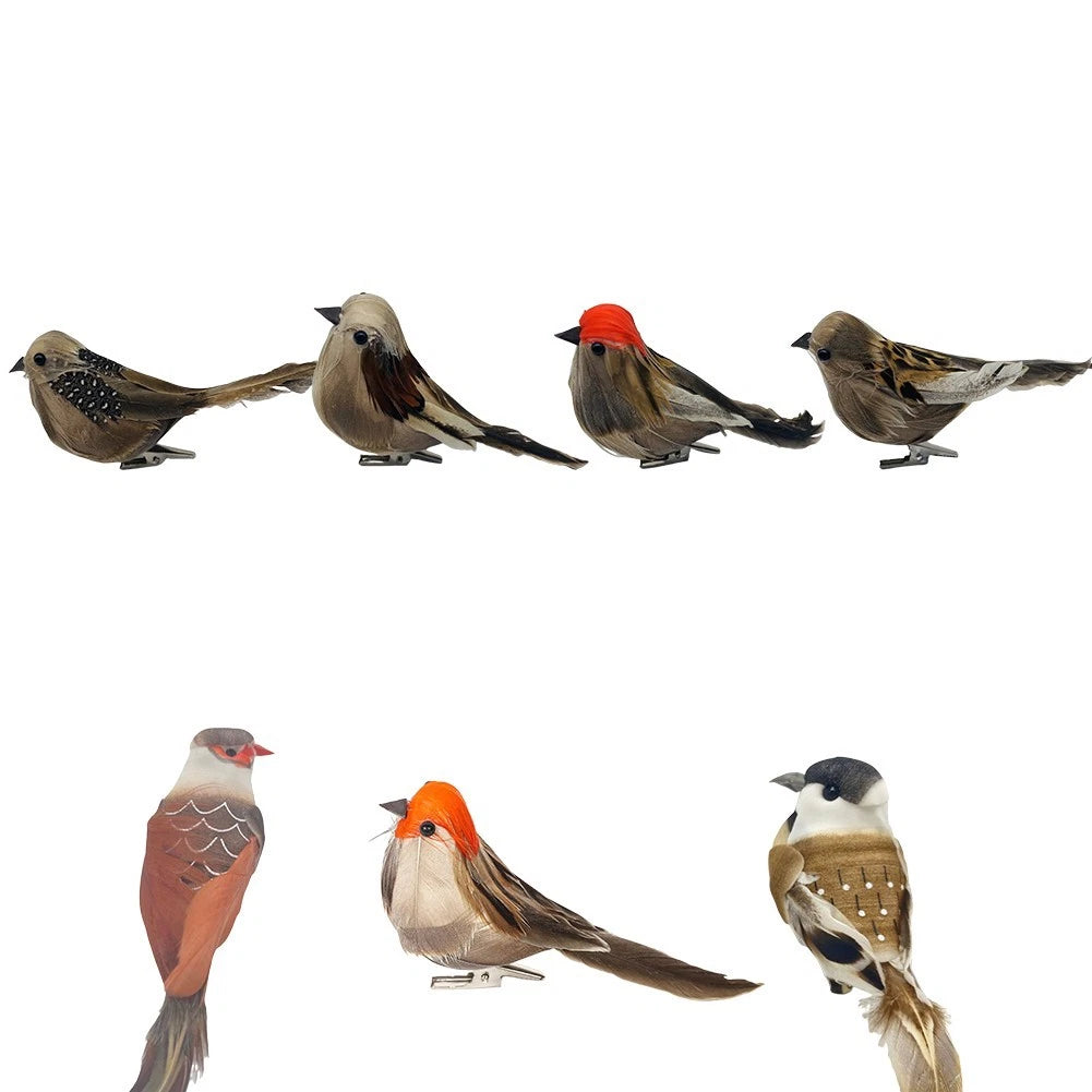 Set of 4 Colorful Artificial Bird Clips for Christmas Tree & Garden Display