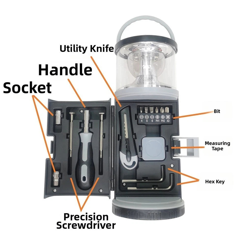 LED Lantern with Tool Storage for Boats RVs & Job Sites