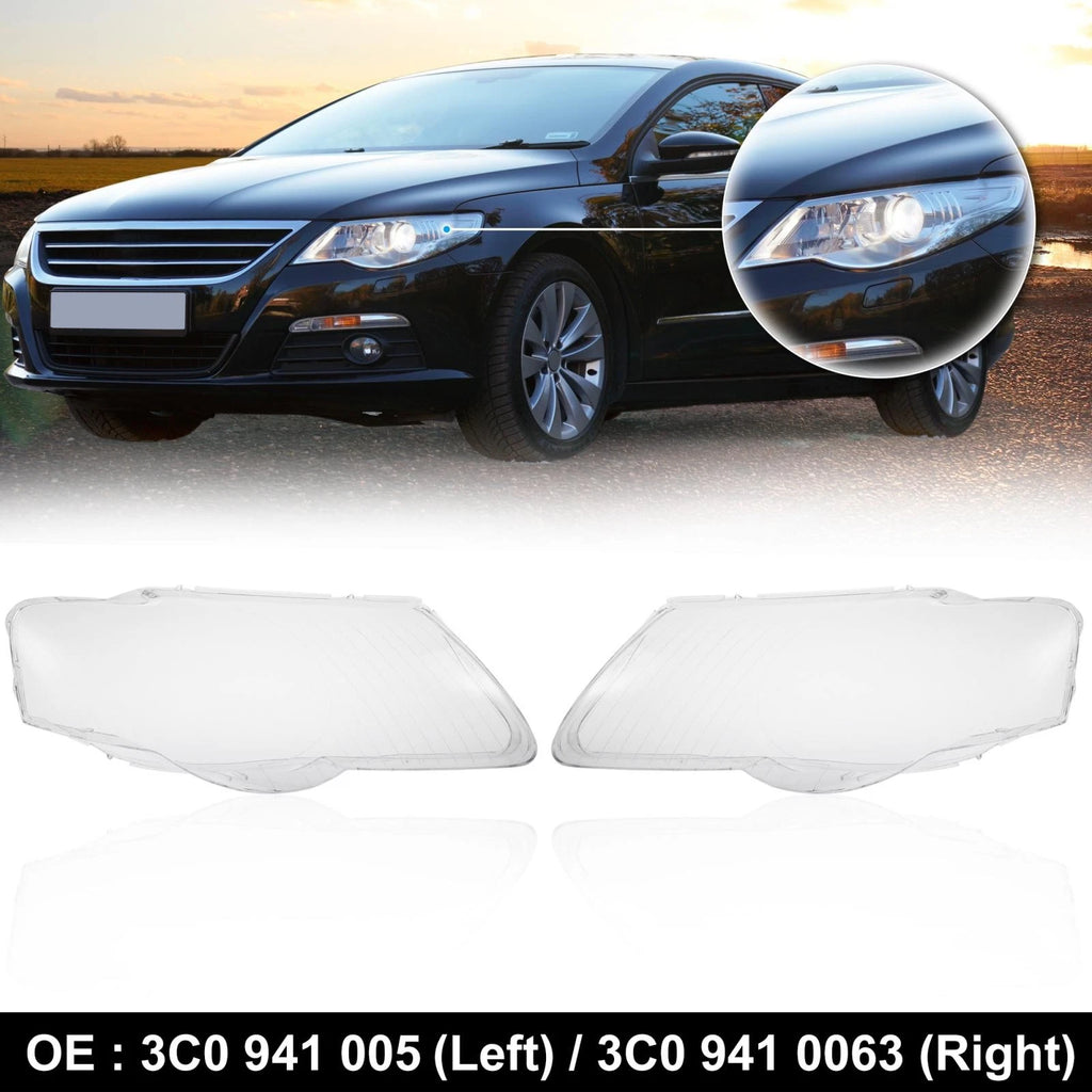 Headlight Lens Cover Shell Pair Front for VW Passat B6 (2006–2011)