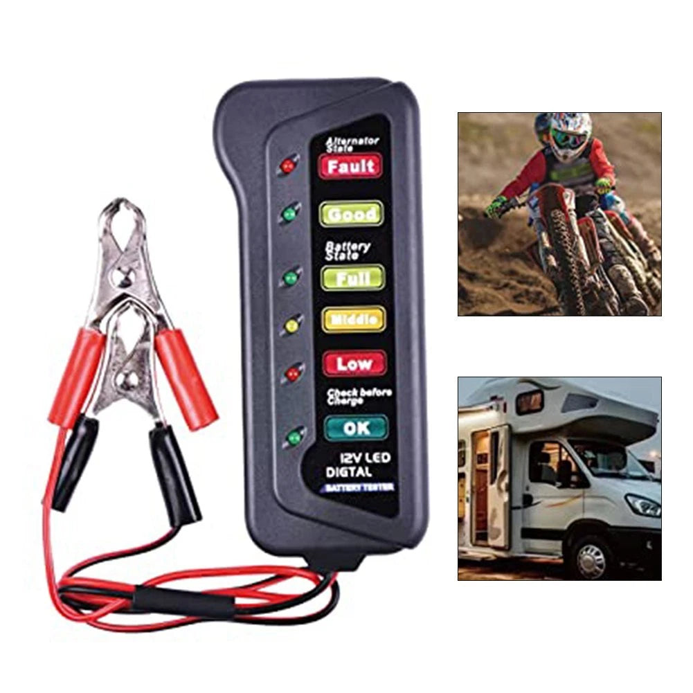 Diagnostic Tool for 12V Car Batteries and Alternators with LED Indicators