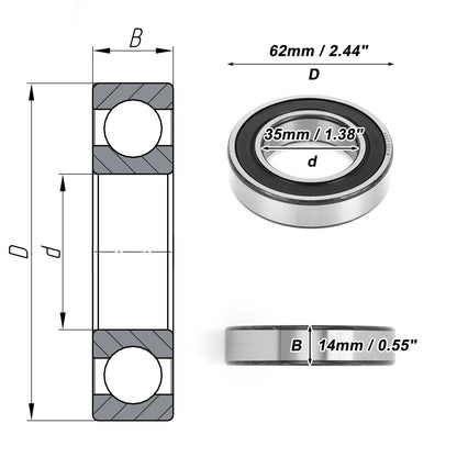 Deep Groove Ball Bearing 35x62x14mm for Scooter Skateboard (6007DDU)