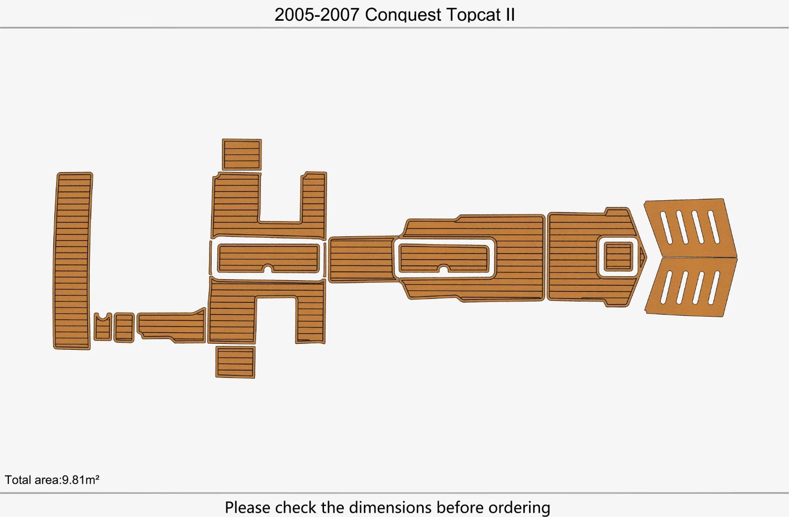 EVA Foam Teak Deck Floor for Conquest Topcat II (2005–2007)