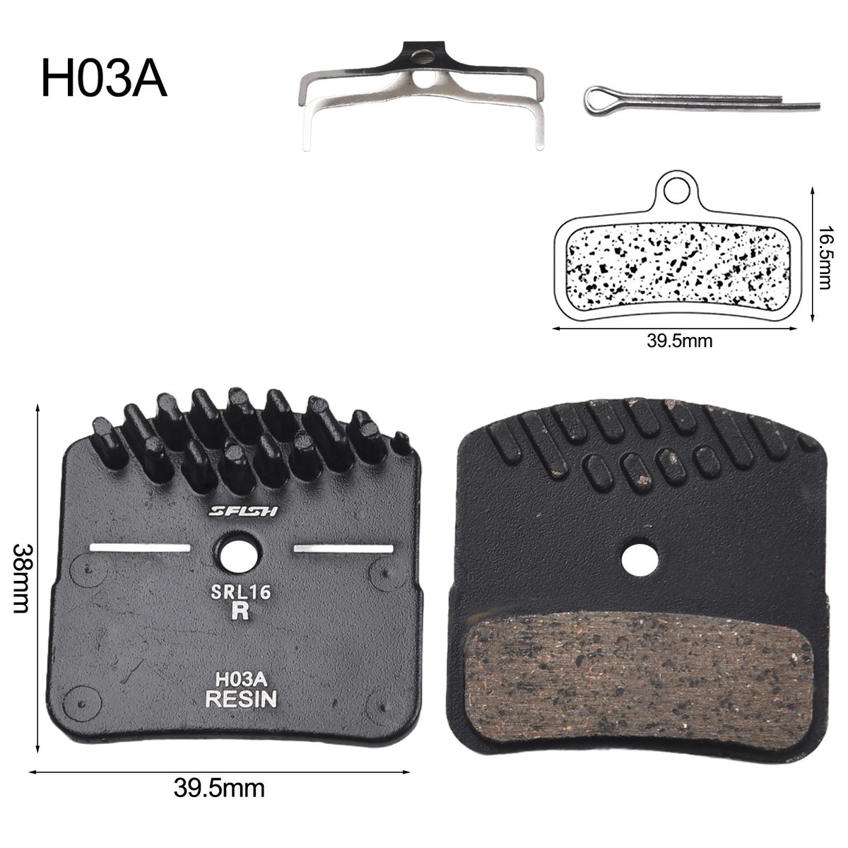 Disc Brake Pad Set for Shimano HO3A HO3C DO2S DO3S 4-Piston Resin