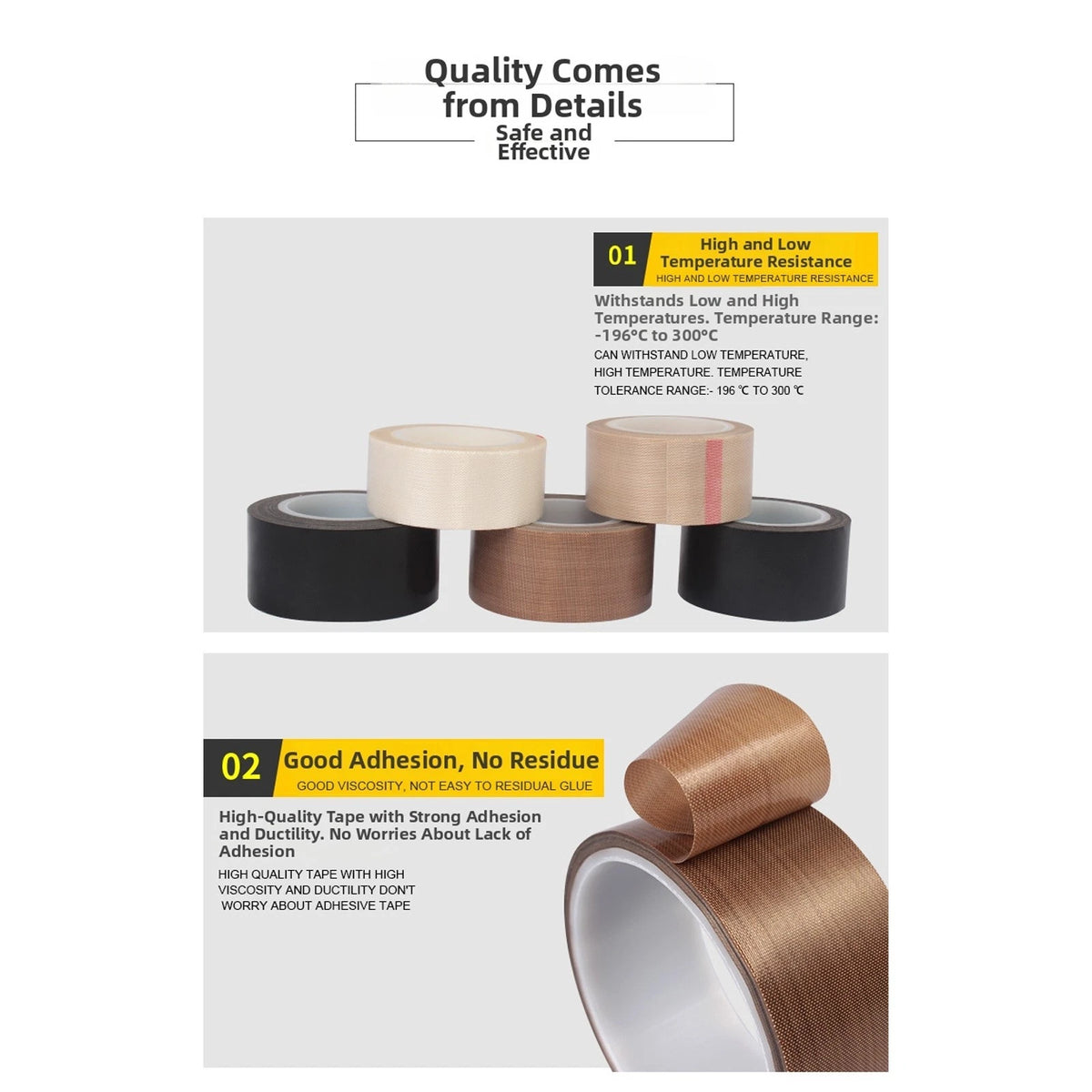 Vacuum Sealing Tape Brown Anti Static High Temp Heat Resistant
