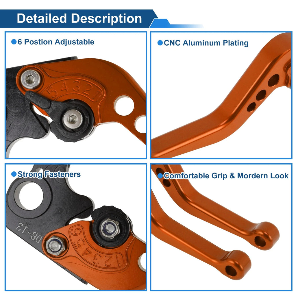 Adjustable Short Brake Clutch Levers for Ducati Scrambler 62 (2019–2020) - Orange