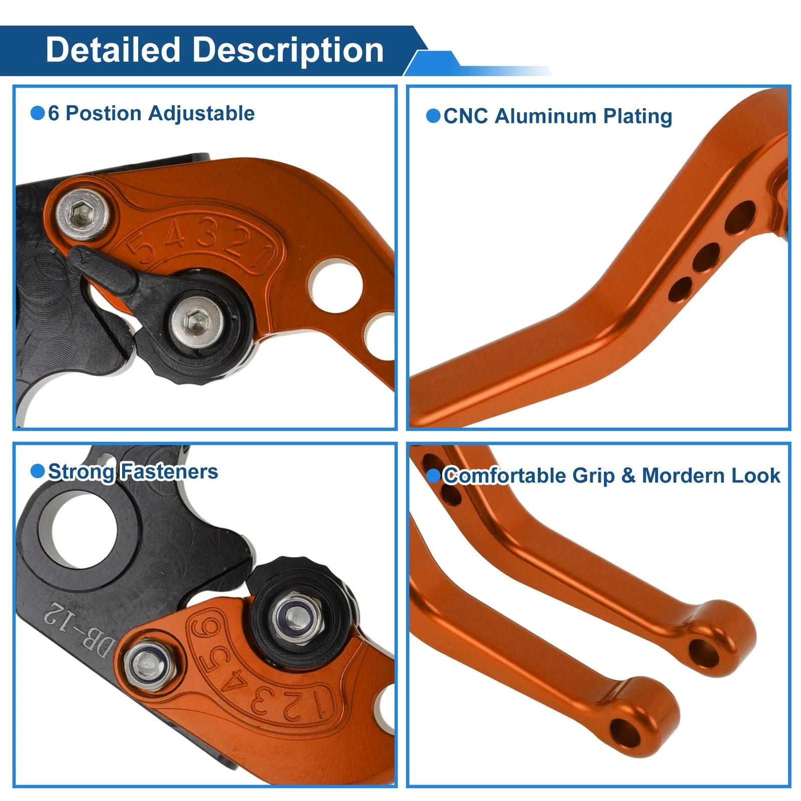 Adjustable Short Brake Clutch Levers for Ducati Scrambler 62 (2019–2020) - Orange