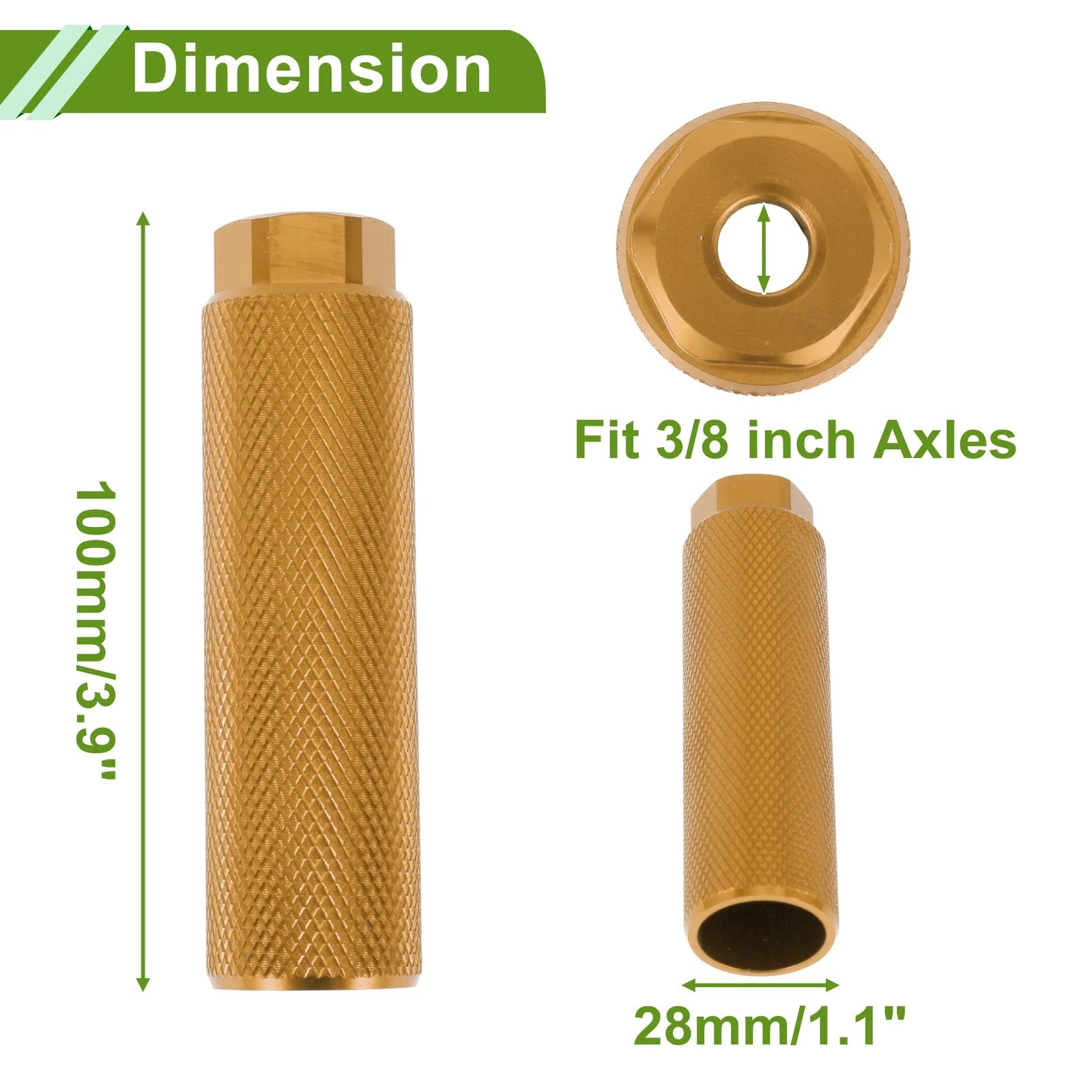 4 Pcs 100mm Bike Foot Pegs Replacement for Bicycle Backseats (Gold)