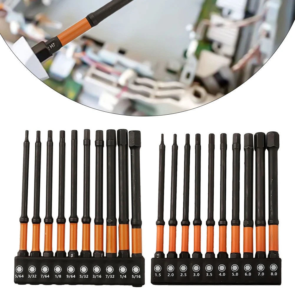 20pcs Hex Bit Set Metric SAE 100mm with Magnetic Holder