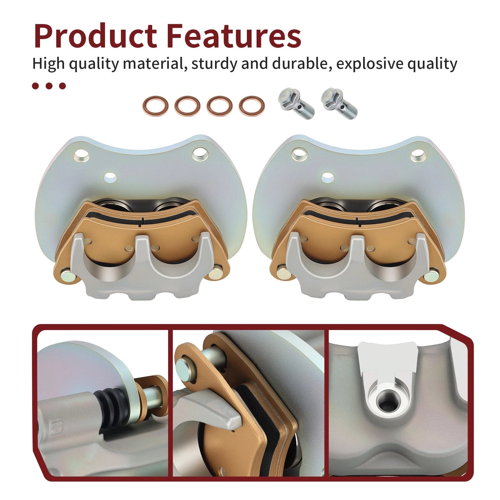 Rear Brake Calipers with Pads for Polaris RZR XP 4 Turbo S (2019–2020) 1913219 1913220