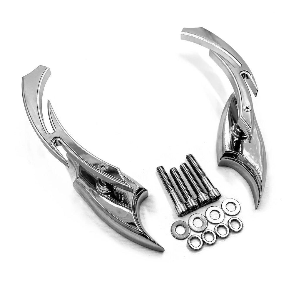 Chrome Rear View Side Mirrors for Universal Fit (8mm, 10mm)