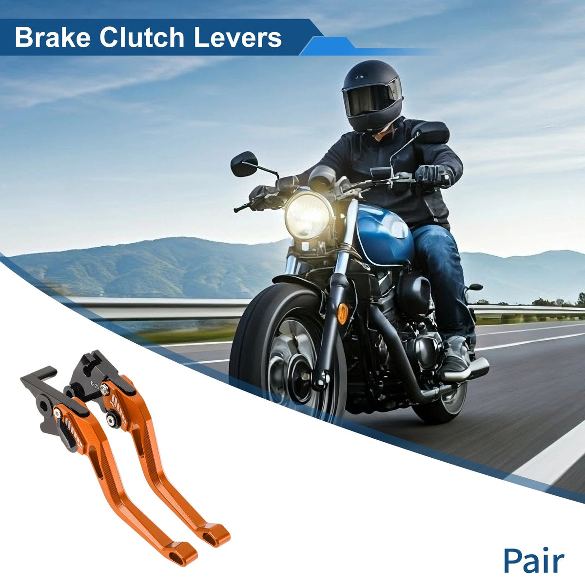 6-Speed Adjustable Brake Clutch Levers for Kawasaki Z400 (2019–2023) Orange