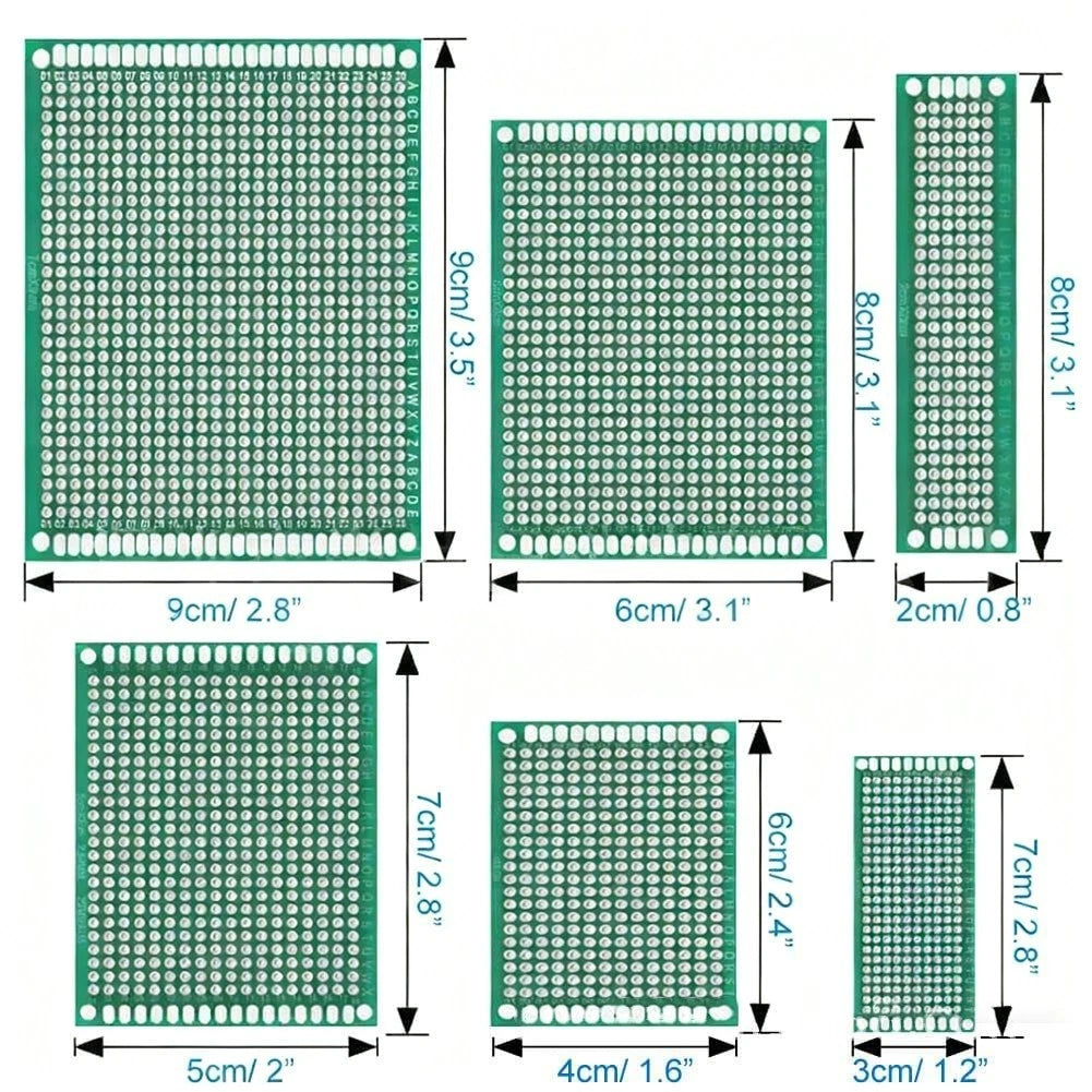 17PCS Double Sided PCB Board Kit for Printed Circuit Prototyping