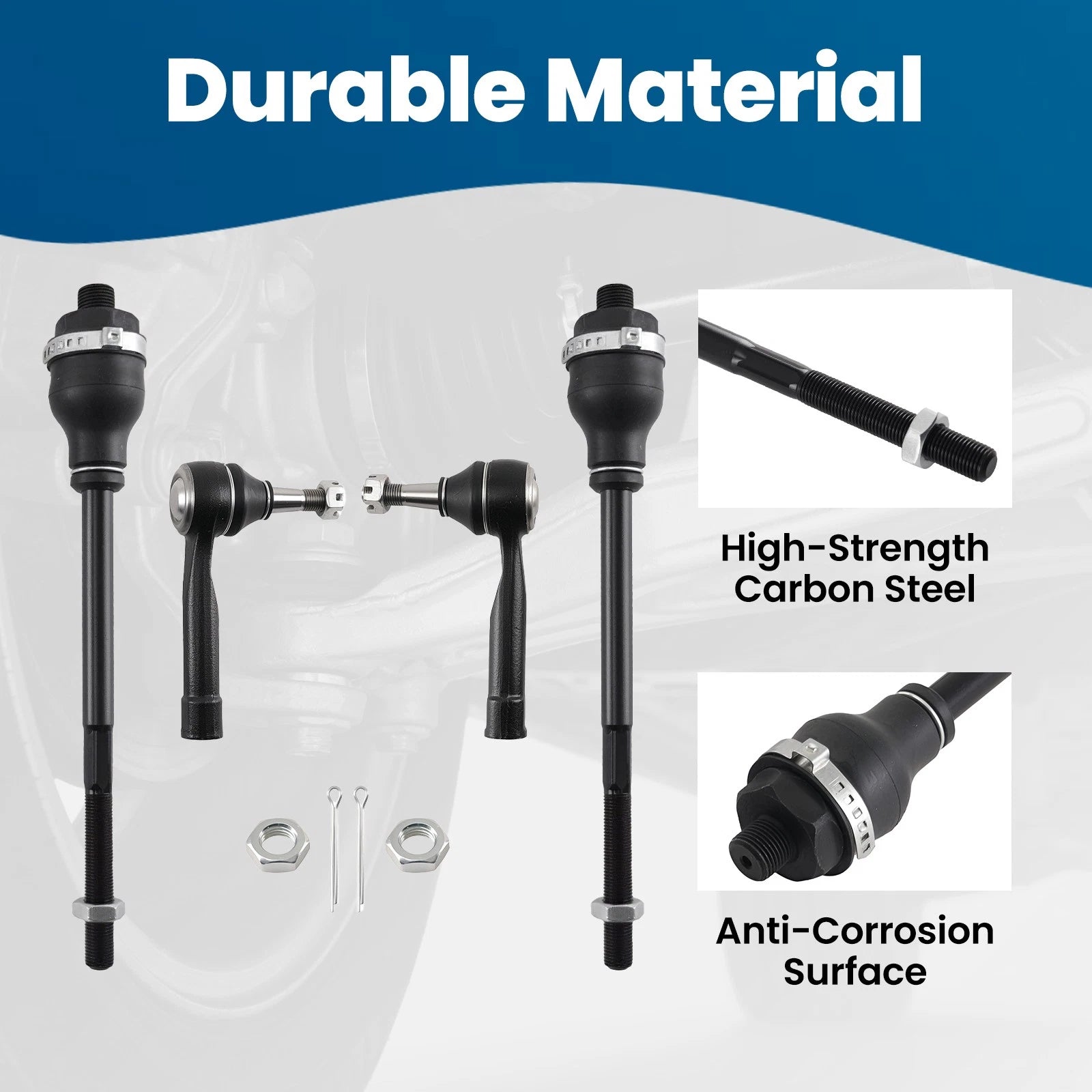 4X Front Inner Outer Tie Rods for Chevy Silverado Avalanche 1500 (1999–2006)