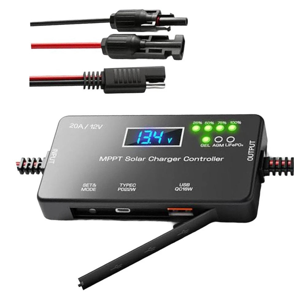 Portable Power Controller Type-C Solar Charger with Short-Circuit Protection