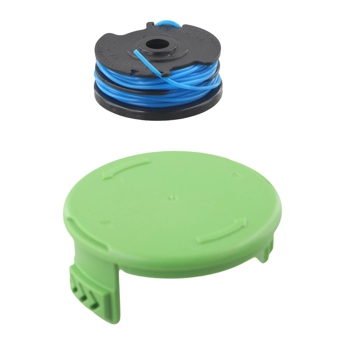 Robust spoil cover and mower rope coil replacement for lawn maintenance