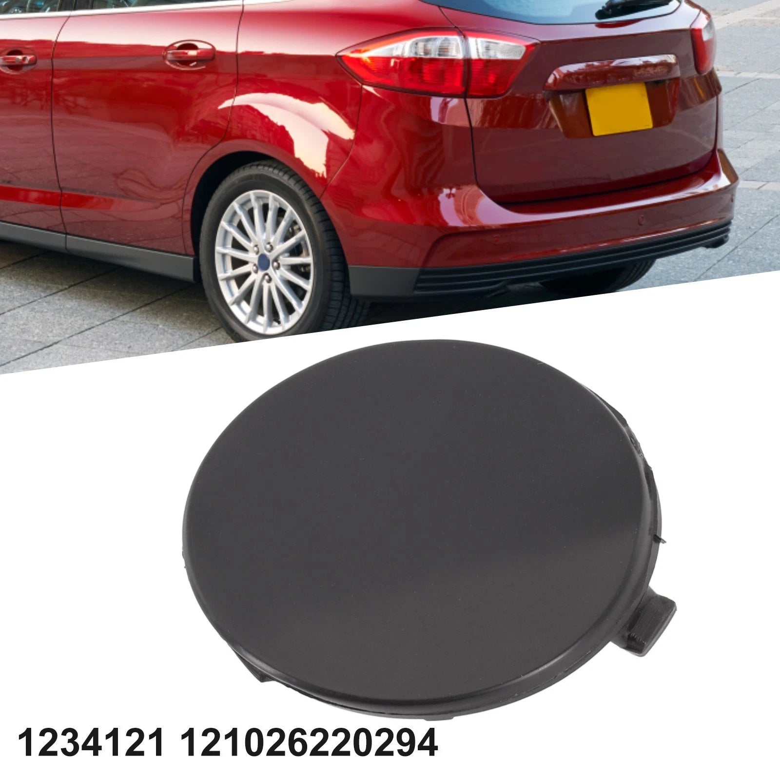 Rear Bumper Tow Hook Cover for Ford C-Max (2013–2019) Black