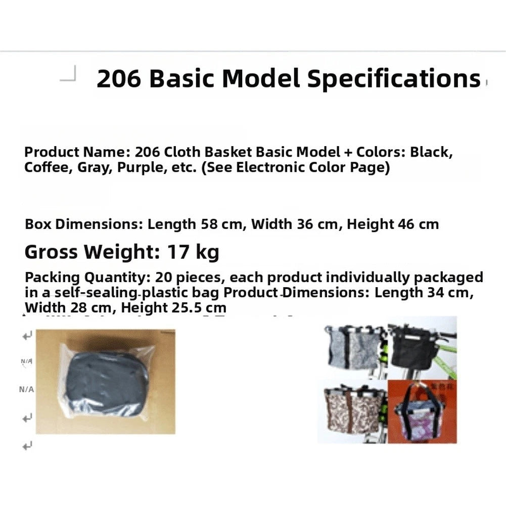 Waterproof Foldable Bicycle Basket for Front Mount (36x24x26cm)