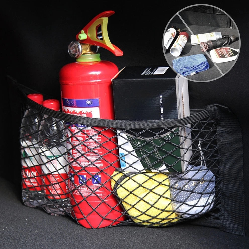 Trunk Mesh Bag for Sedans SUVs (40x25cm, Black)