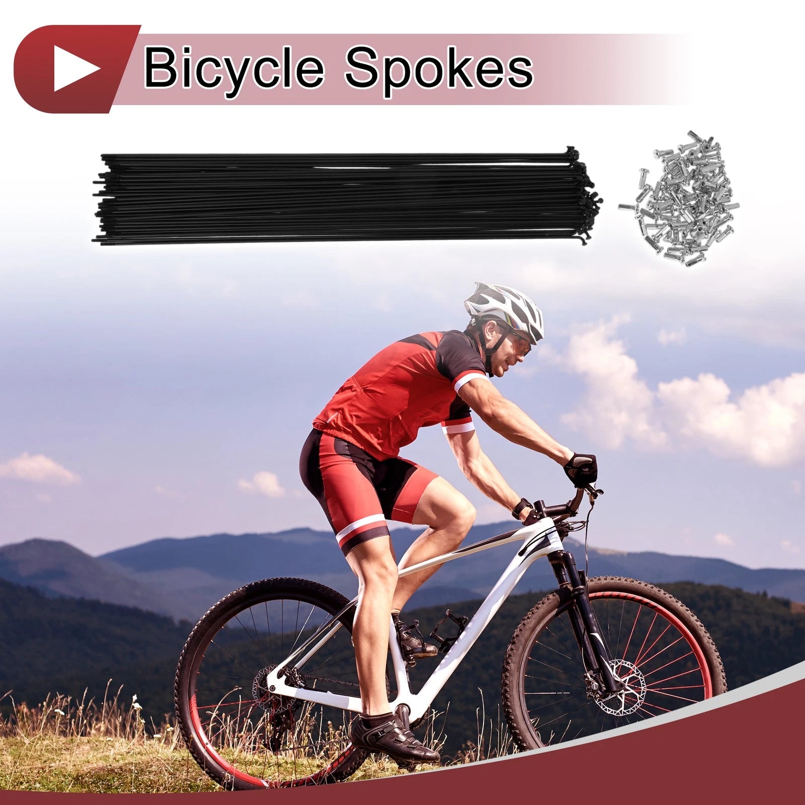 Bicycle Spoke Set 305mm Carbon Steel Black for 14G 72 Pack (All Makes)
