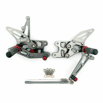 Adjustable Rearset for Suzuki GSX-R 1000 (2007–2008) - Aluminum Gray