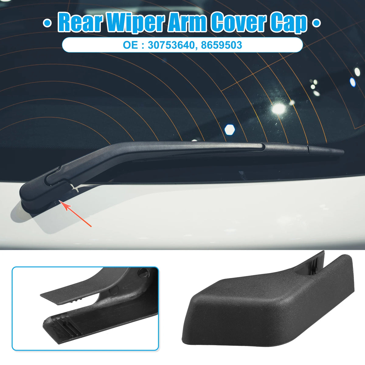 Rear Windshield Wiper Arm Cover Cap 30753640 for Volvo XC90 (2003–2011) Black