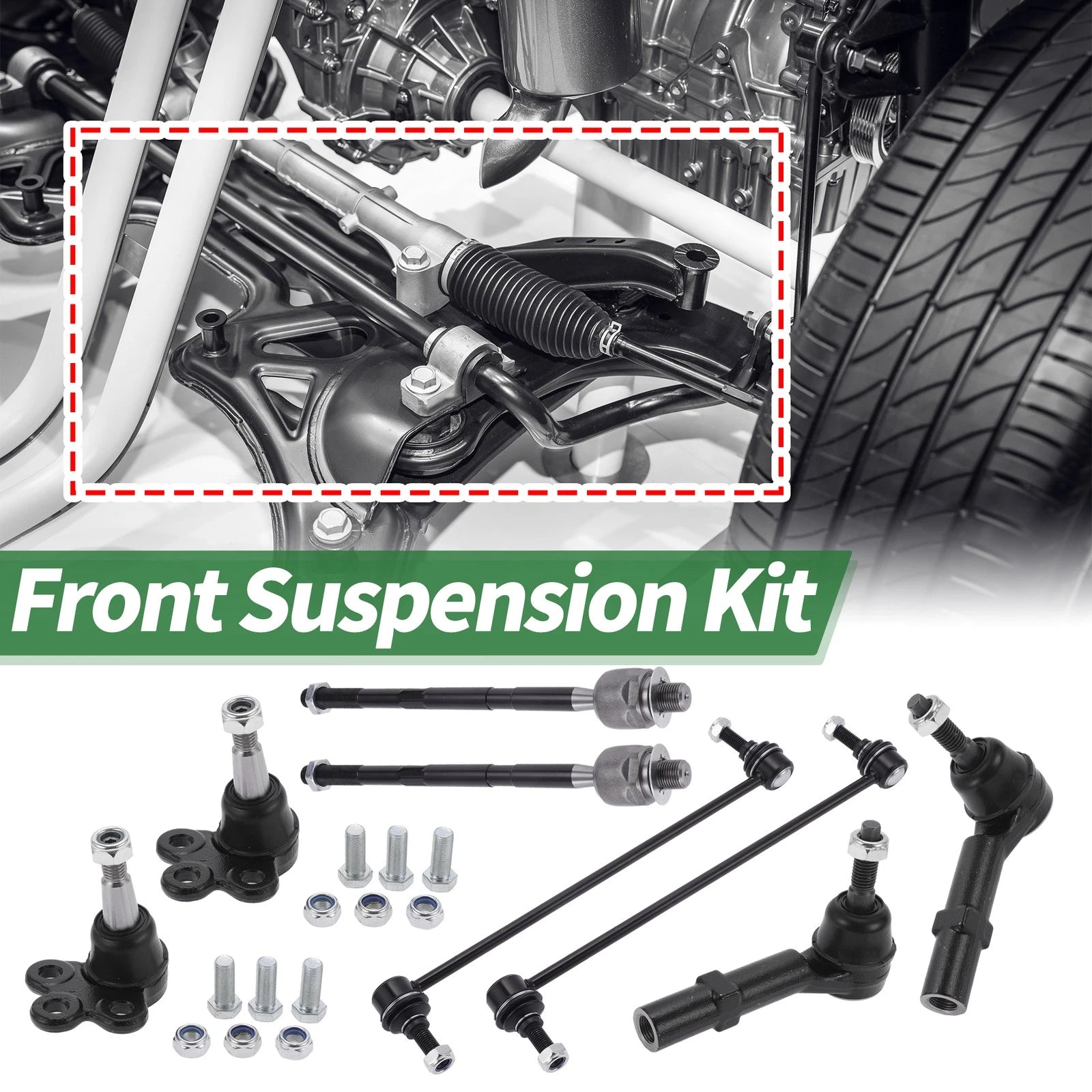 8 Pcs Suspension Kit Tie Rod Ends Sway Bar Link Ball Joint for GMC (2000–2020)