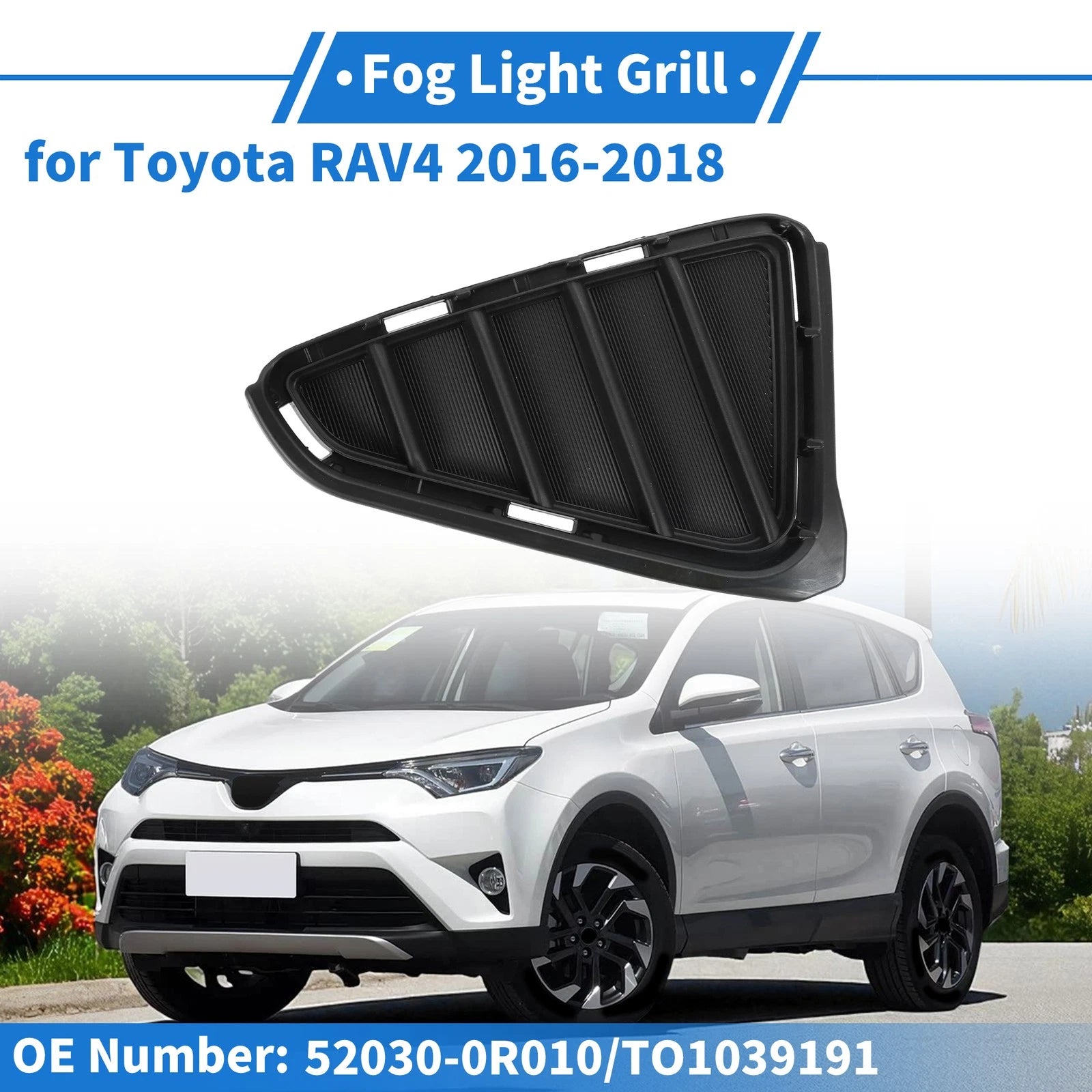 Front Right Front Bumper Fog Light Cover Replacement for Toyota RAV4 (2016–2018)