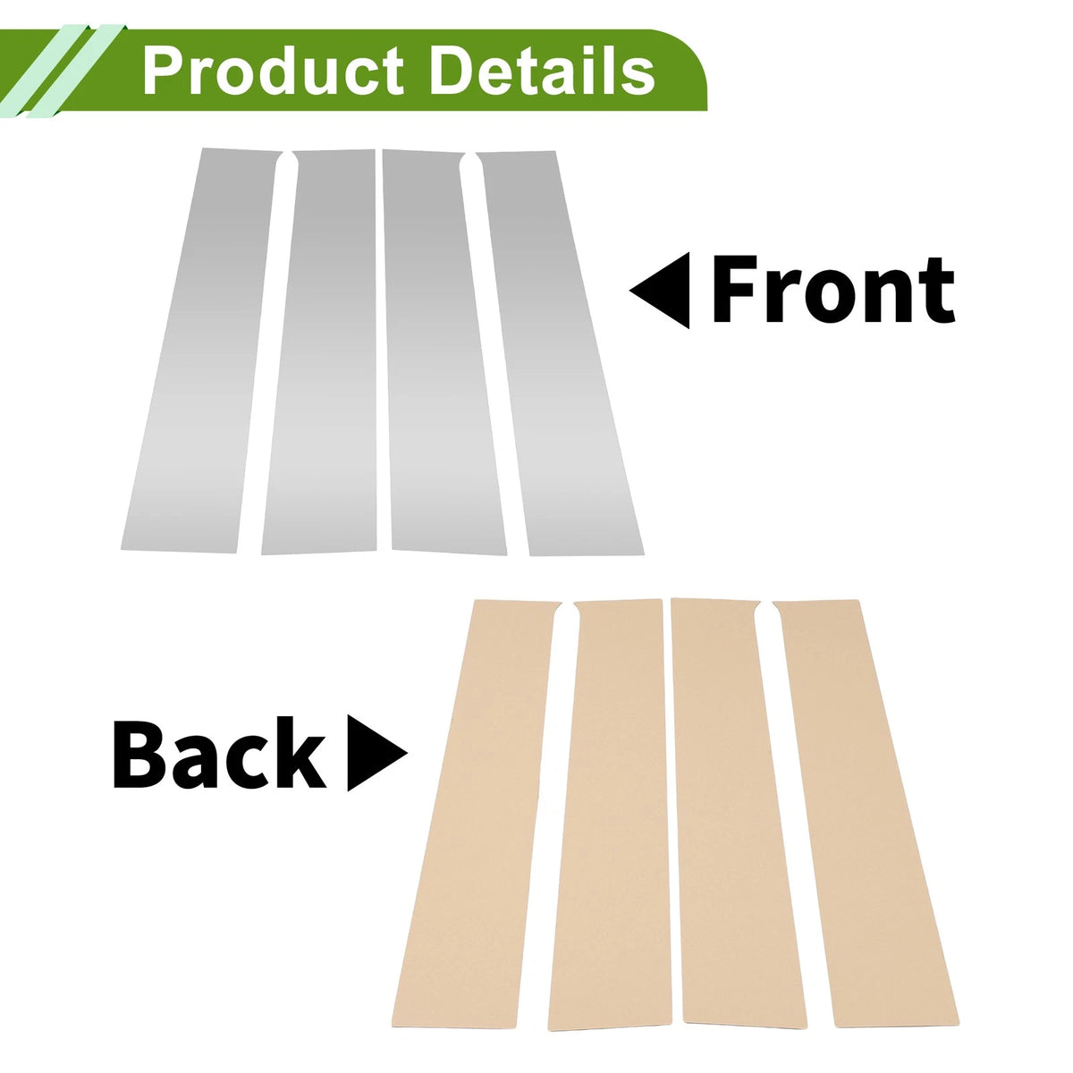 Door Pillar Window Trim Set for Chevy Silverado 2014–2019 Silver Tone