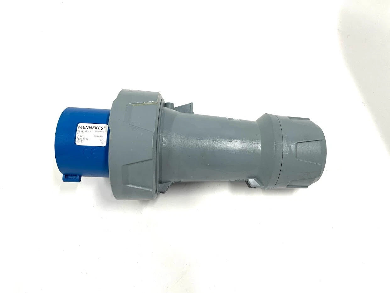 PowerTOP IP67 Blue Cable Mount 2P + E Industrial Power Plug for MENNEKES