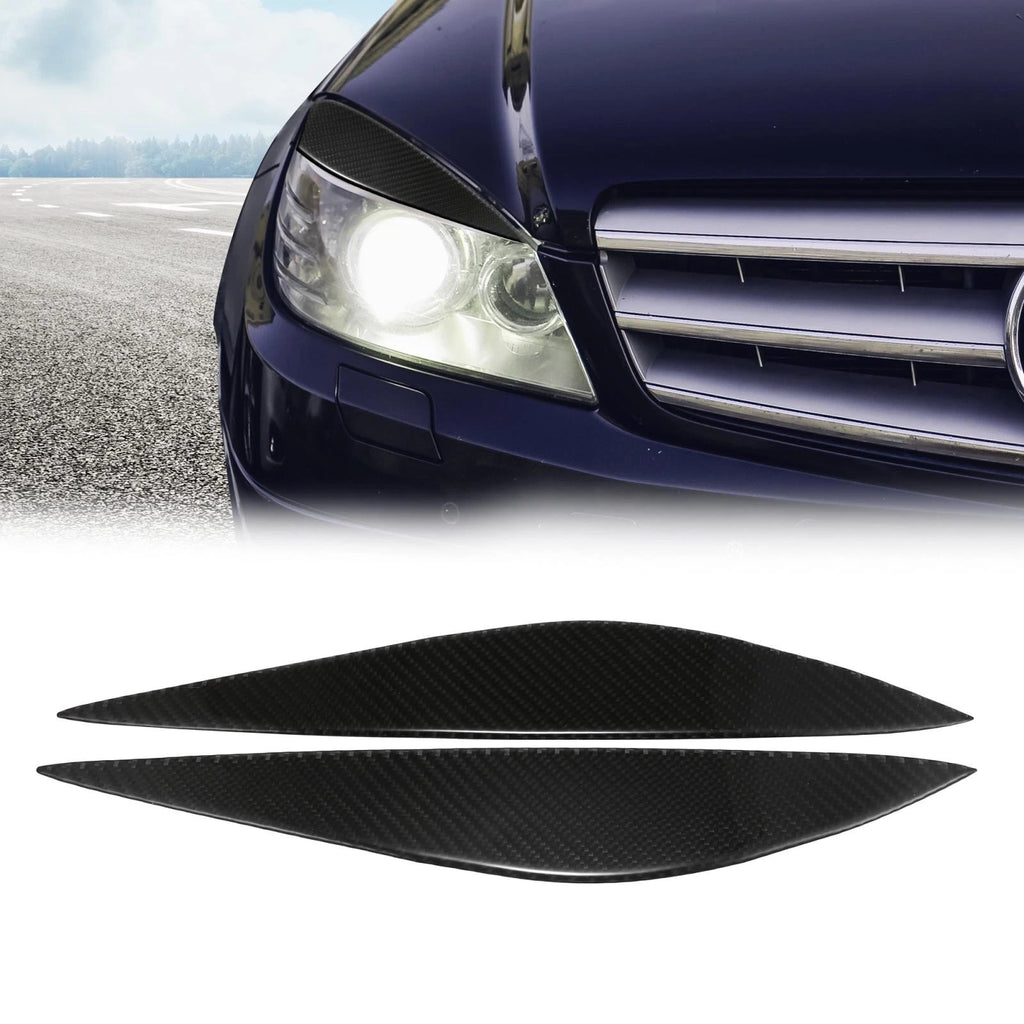 Headlight Eyebrows Sticker for Mercedes-Benz W204 Carbon Fiber Pattern (1 Pair)