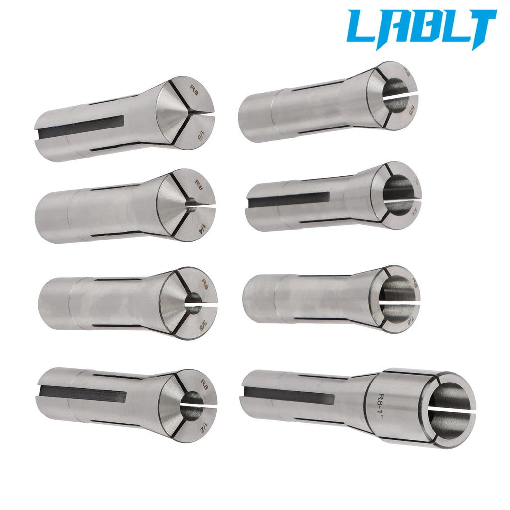 8Pcs R8 Collet Set for (1/8" to 1")