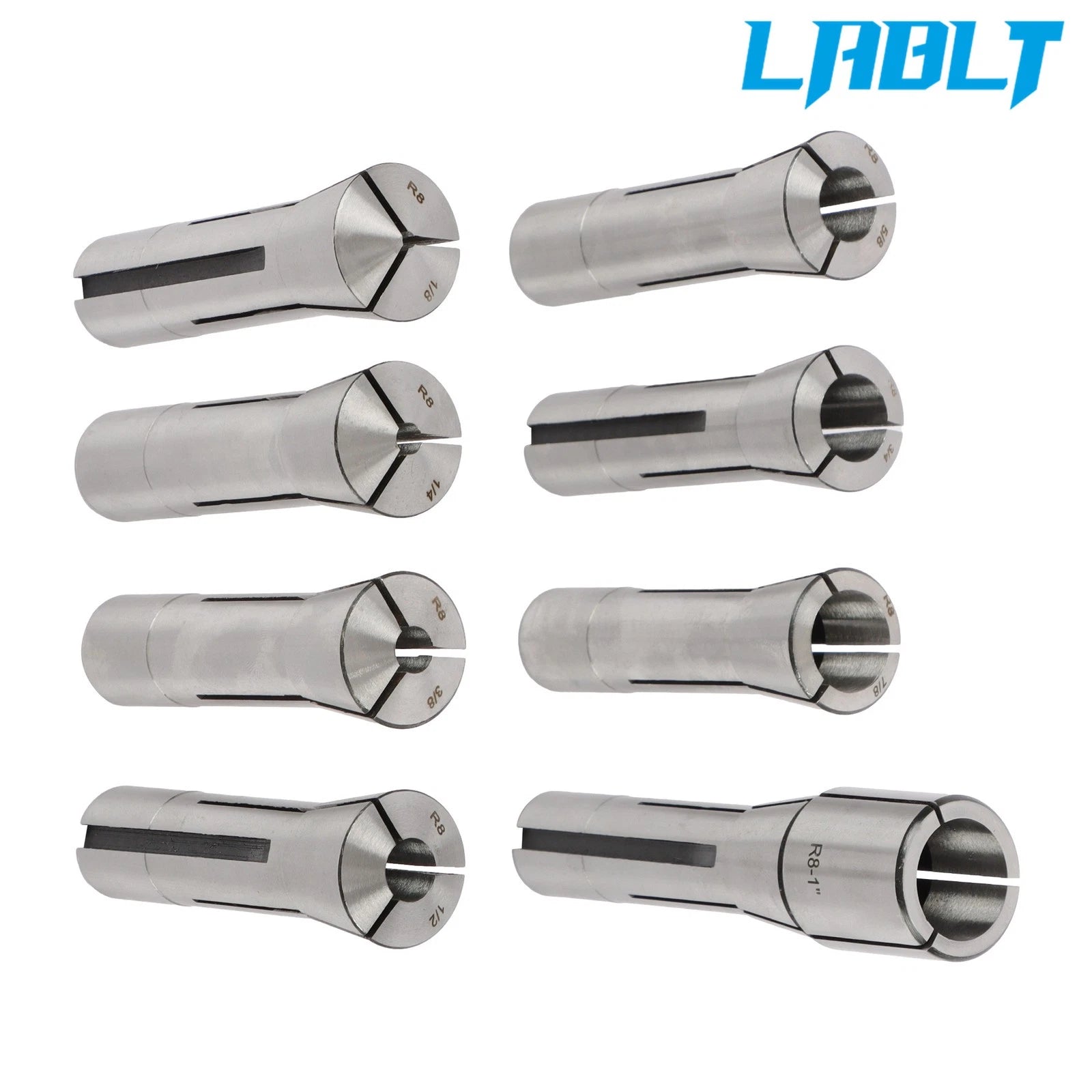 8Pcs R8 Collet Set for (1/8" to 1")
