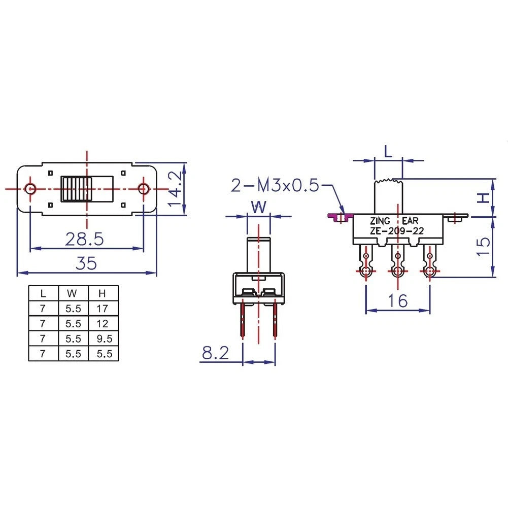 DPDT Toggle Switch 6 Pin ON-ON 3A 250V AC with Harness for