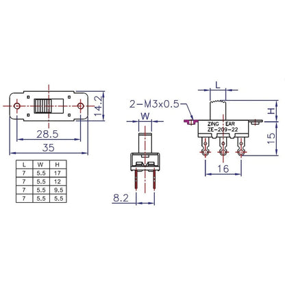 DPDT Toggle Switch 6 Pin ON-ON 3A 250V AC with Harness for