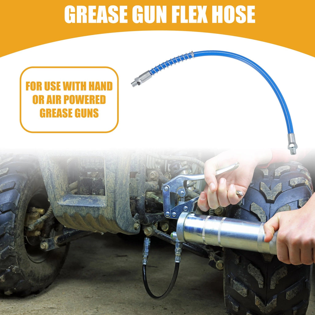 2pc Grease Gun Hose Extension 1/8 NPT Universal for Trailer (16 in)