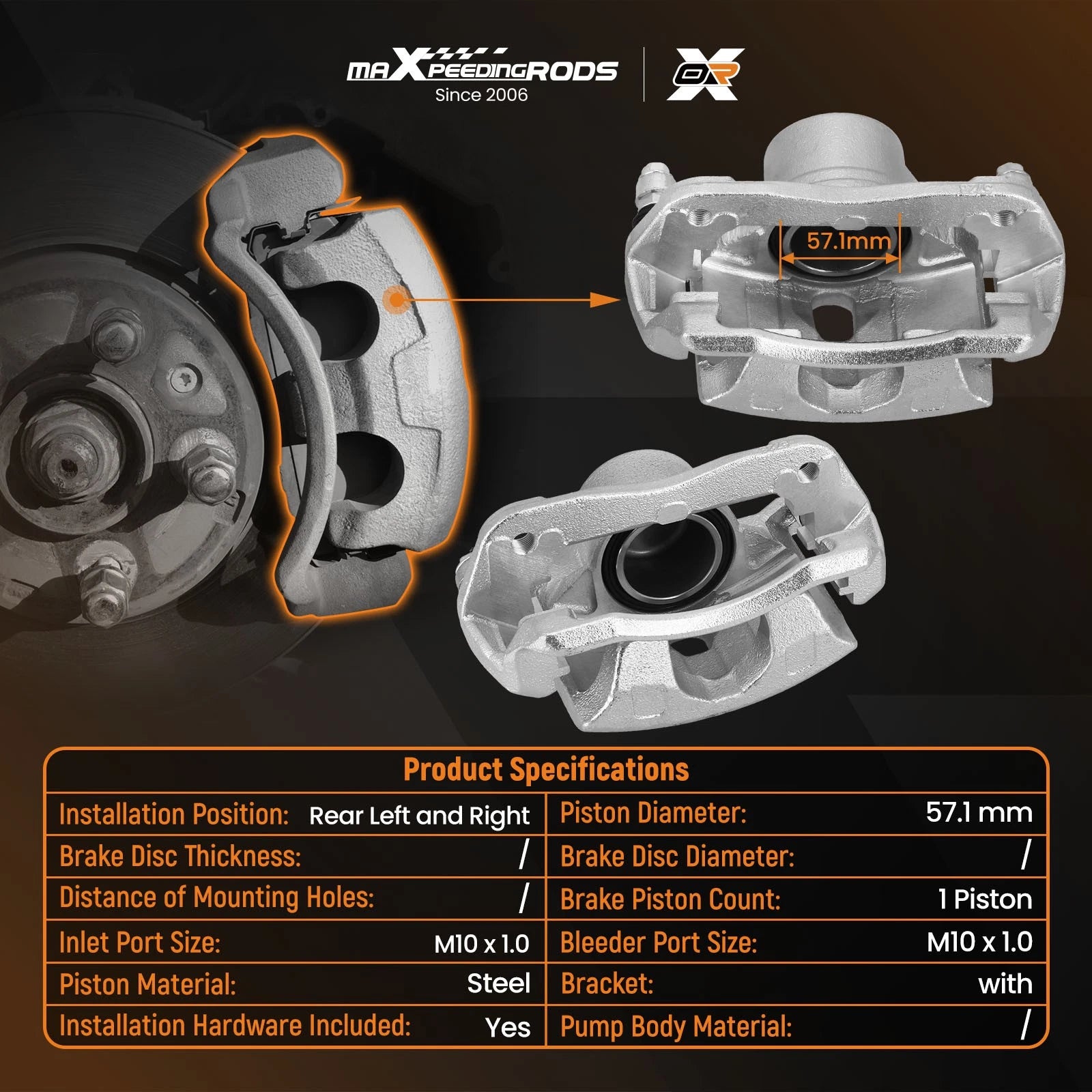 2X Front Brake Calipers w/ Bracket for Honda CR-V Element (All Engines)