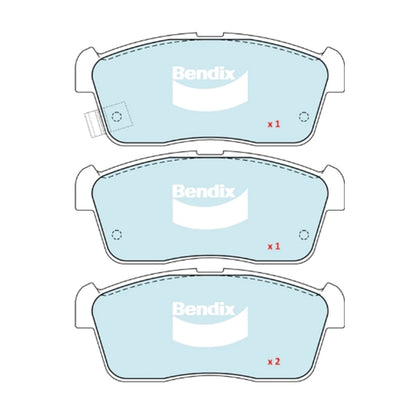 Set of 4 Bendix GCT Front Disc Brake Pads for Holden Cruze YG (2002–2006)