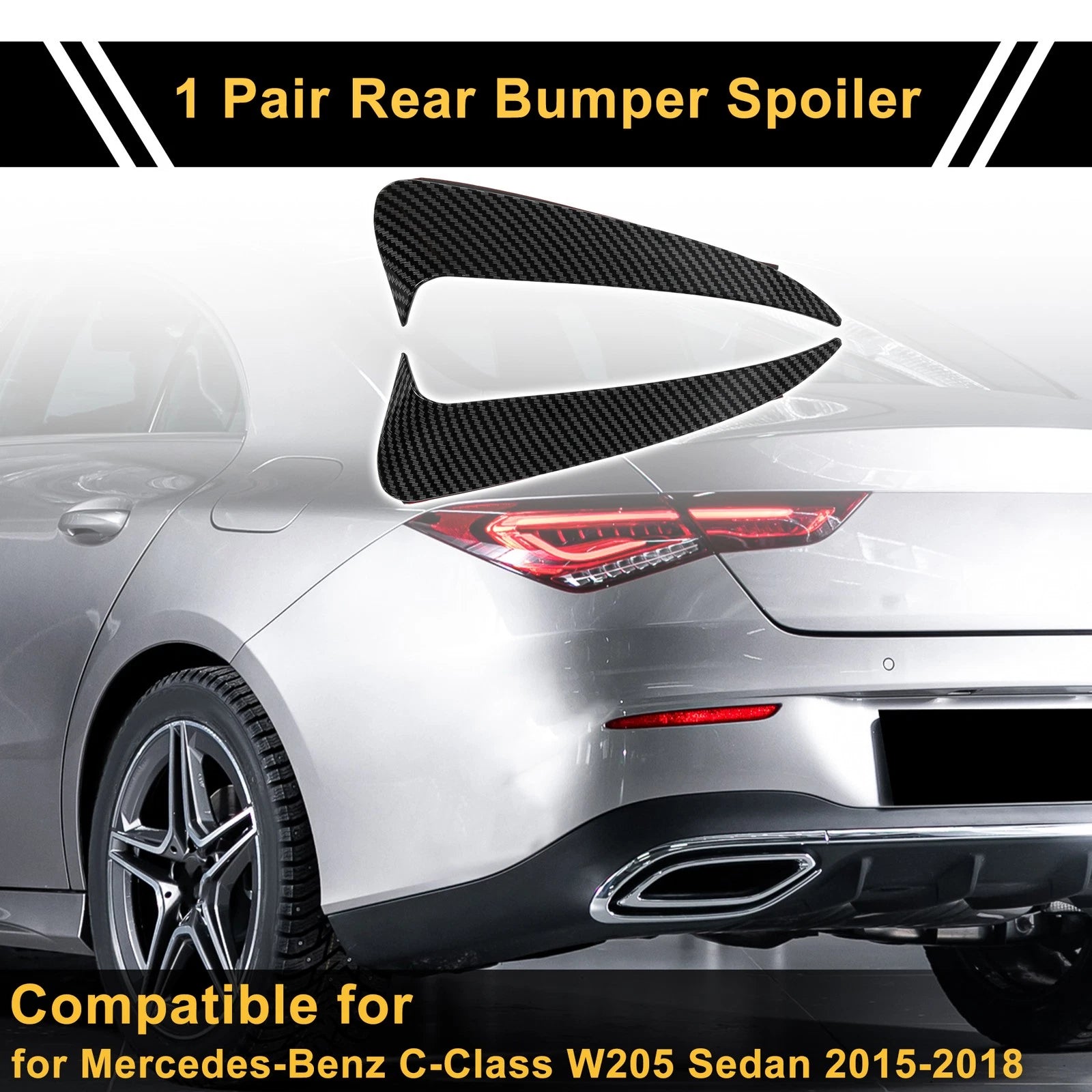 Rear Bumper Spoiler Pair Replacement for Mercedes-Benz C-Class W205 (2015–2018)