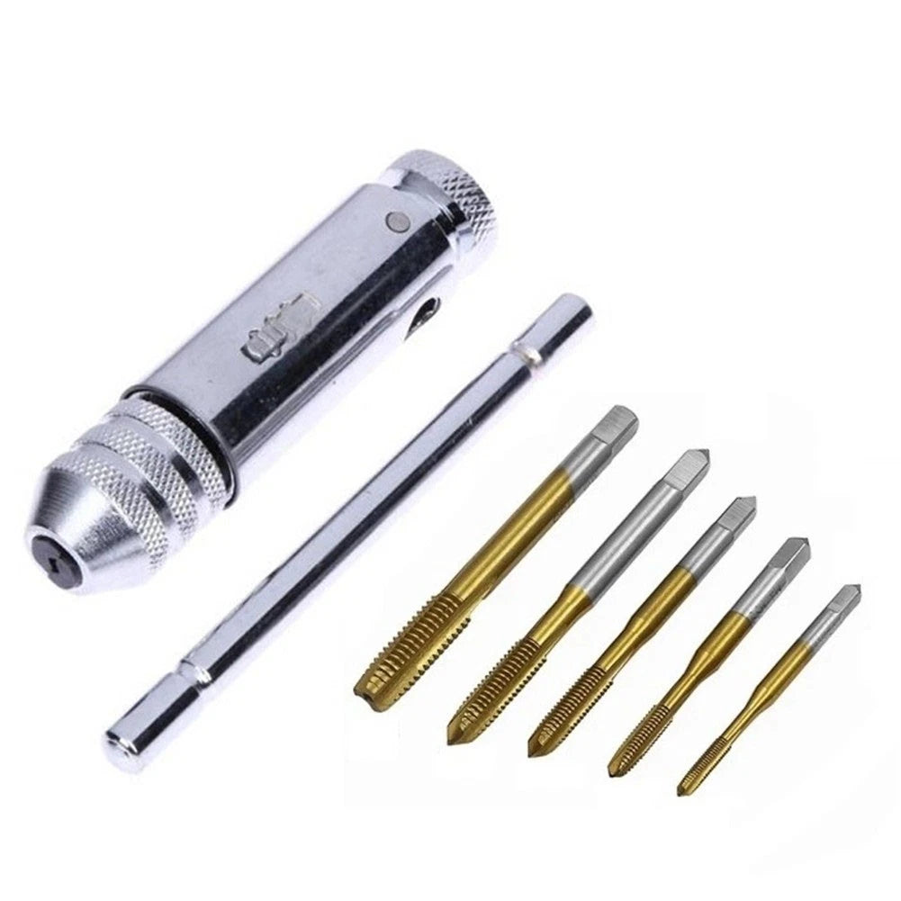 6pcs Adjustable T Handle Ratchet Tap Wrench Set for M3 to M8 Tap Sizes