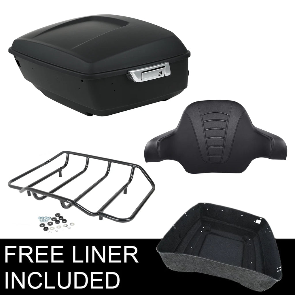 Matte King Trunk Backrest & Top Rack for Harley Touring Glide (2014–2025)