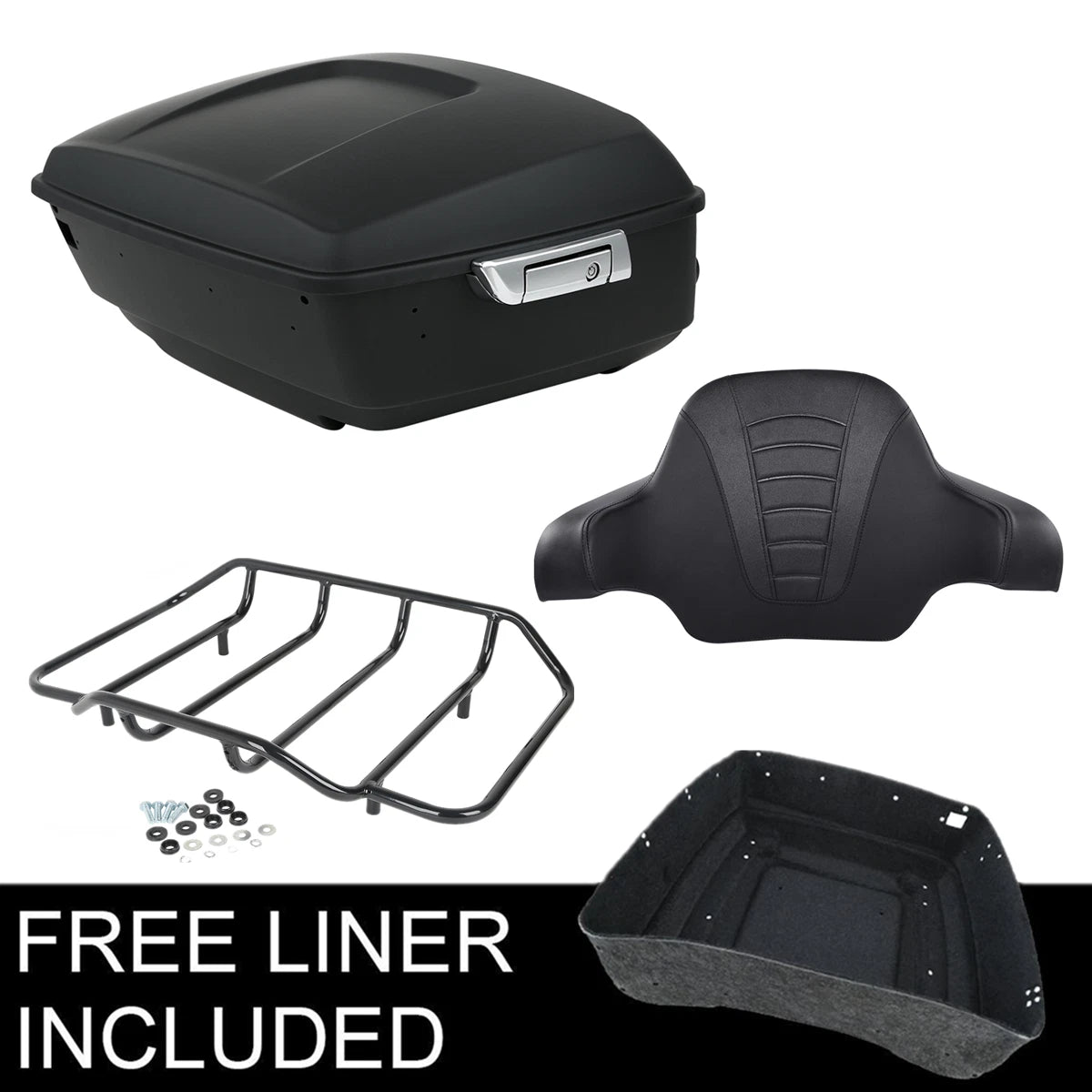 Matte King Trunk Backrest & Top Rack for Harley Touring Glide (2014–2025)