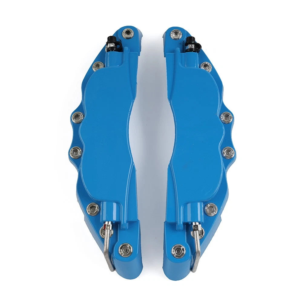 2X Blue Metal Style Disc Brake Caliper Covers for Universal Fit (All Years)