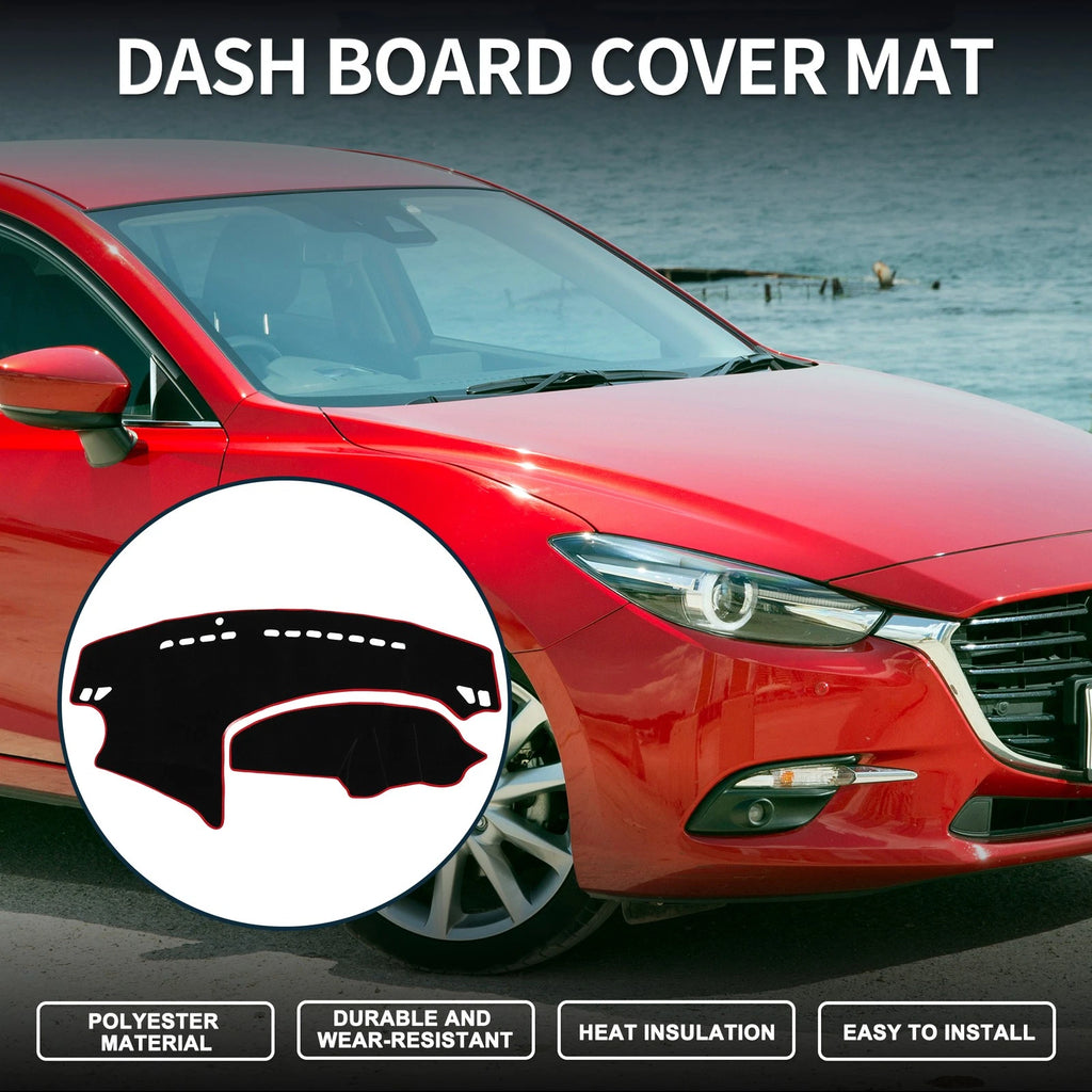 Dashboard Dash Cover Mat Sun Protector for Mazda 3 Axela (2009–2013) Black Red