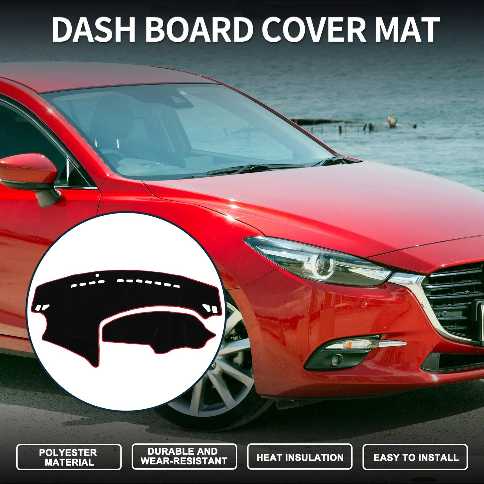 Dashboard Dash Cover Mat Sun Protector for Mazda 3 Axela (2009–2013) Black Red