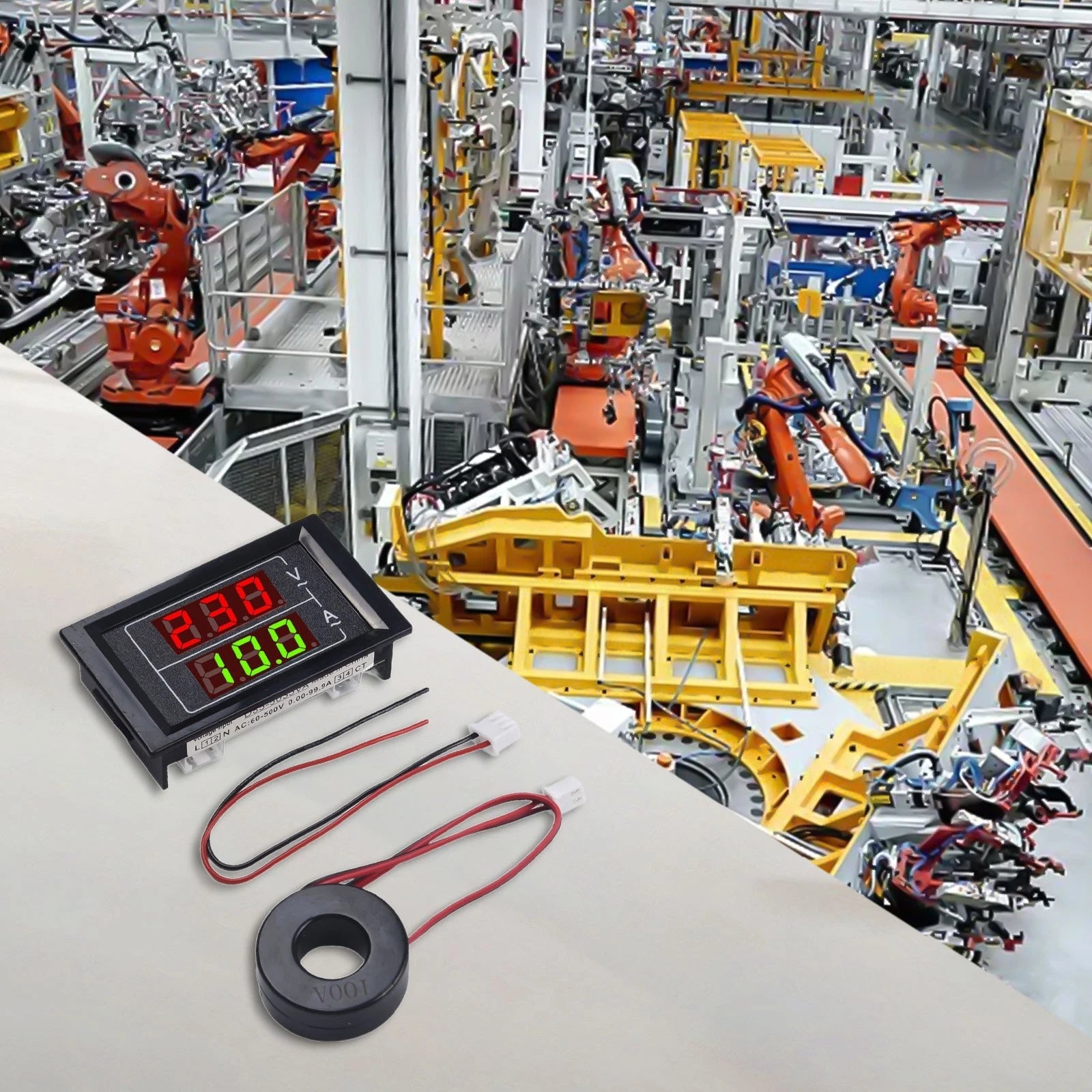 Dual Display Voltmeter Ammeter AC60500V for Power Distribution