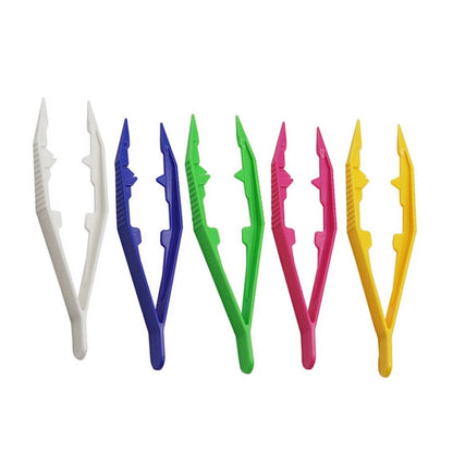 Set of 4 Plastic Clip Tweezers for Crafts and Bead Collections